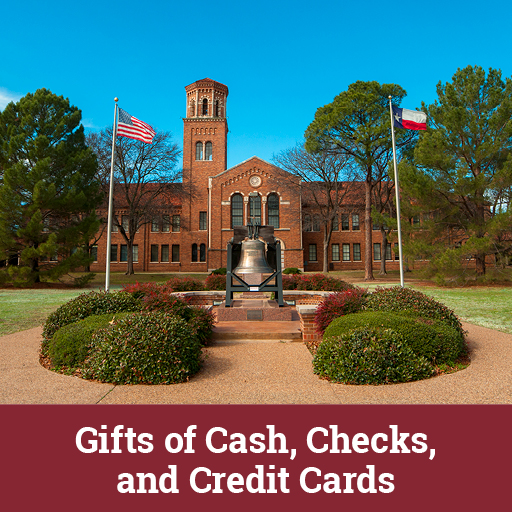 Photo of a building. Links to Gifts of Cash, Check, and Credit Cards